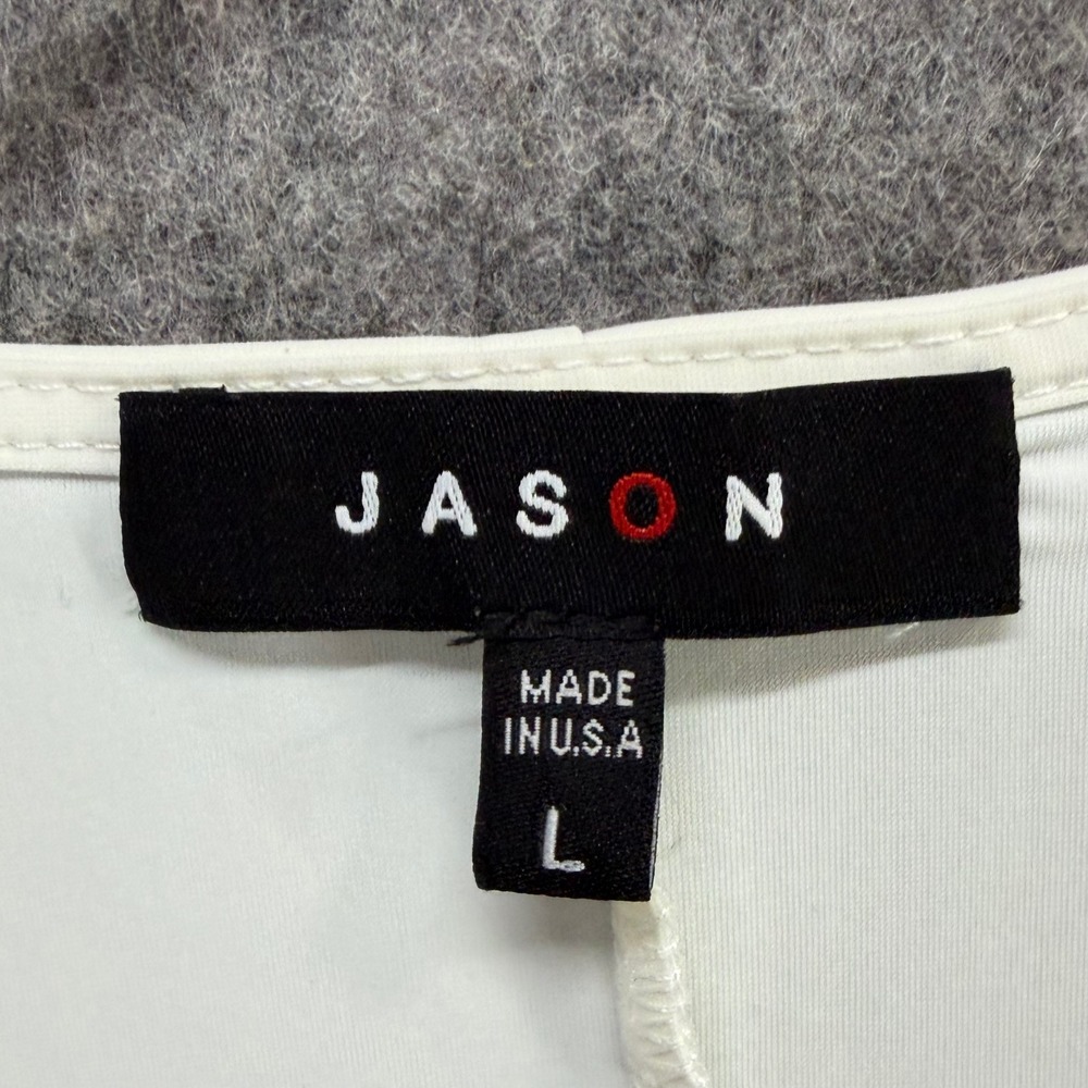 Jason by Comfy USA Lagenlook White Tunic L Oversized Pockets Cocoon Hem Lantern - Picture 9 of 11
